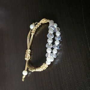 Gold and Silver Adjustable Macramé Bracelet